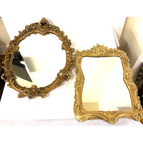 81 - 2 Vintage gilt framed mirrors largest mirror measures approx 26