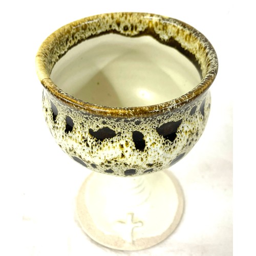 537 - Vintage studio ware chalice, marks to base measures approx 6.5