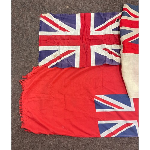 140 - Selection of vintage union jack flags etc, largest flag measures 54