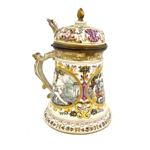 535 - Antique Porcelain lidded tankard after Meissen