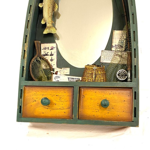 69 - Fishing boat bathroom mirror, approximate height 26 inches, width 13 inches