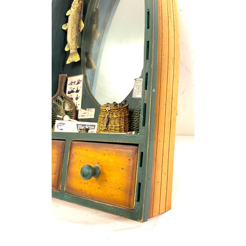 69 - Fishing boat bathroom mirror, approximate height 26 inches, width 13 inches