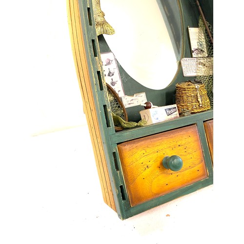 69 - Fishing boat bathroom mirror, approximate height 26 inches, width 13 inches