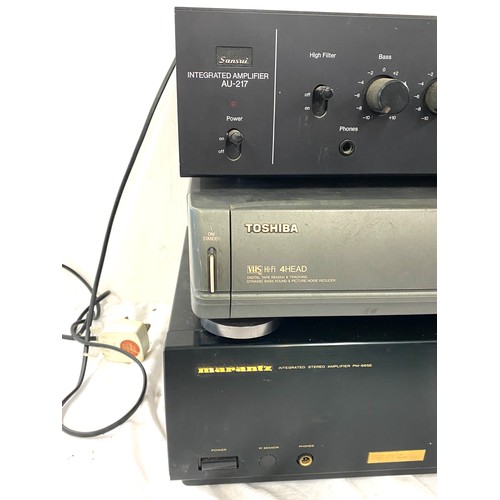 182 - Sansui AU-217 MkII stereo integrated amplifier Hi-Fi, Toshiba V711b, Marantz PM66SE, all untested
