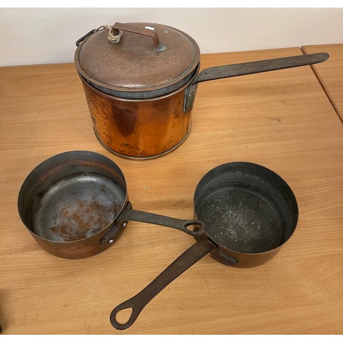 177 - Selection 3 vintage copper pans
