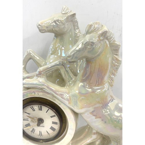 127 - Ornamental horse mantel clock, approximate height 15 inches, untested