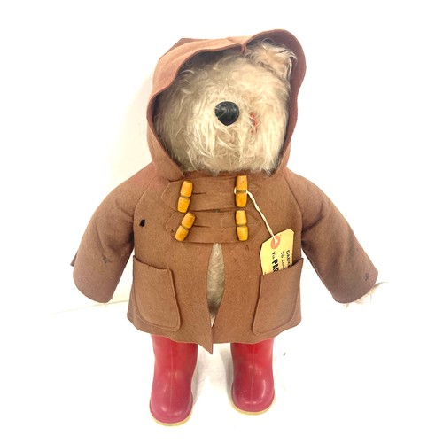 115 - Vintage Paddington bear, with Dunlop red wellies, overall height 18.5 inches