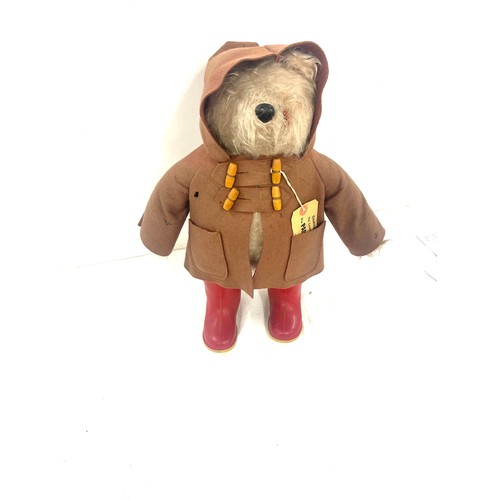 115 - Vintage Paddington bear, with Dunlop red wellies, overall height 18.5 inches