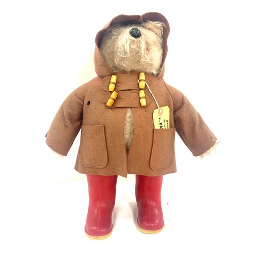 115 - Vintage Paddington bear, with Dunlop red wellies, overall height 18.5 inches