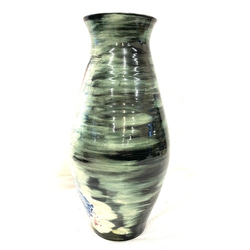 113 - Large studio pottery vase, marks to base galleon ship design, height of vase 16