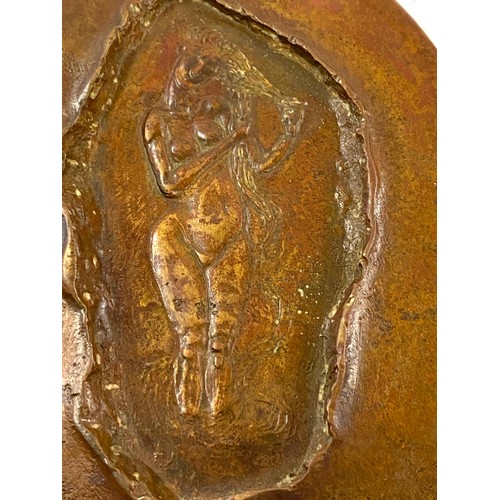 555 - Vintage Bronze carved plaque, with erotic figure on the back measures approx 4.5