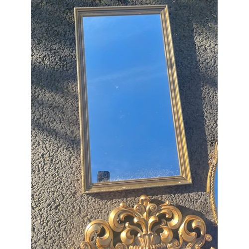 153 - 3 Gilt framed mirrors, largest measures approximately 26 by 14 inches