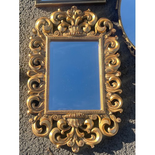 153 - 3 Gilt framed mirrors, largest measures approximately 26 by 14 inches