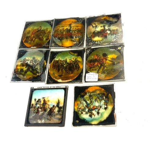 27 - 25 Magic lanterns, depicting famous pictures of the world, Zulu war etc