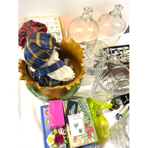 185 - Selection of miscellaneous items to include glass demijohns, jardiniere, pot clowns, glassware etc