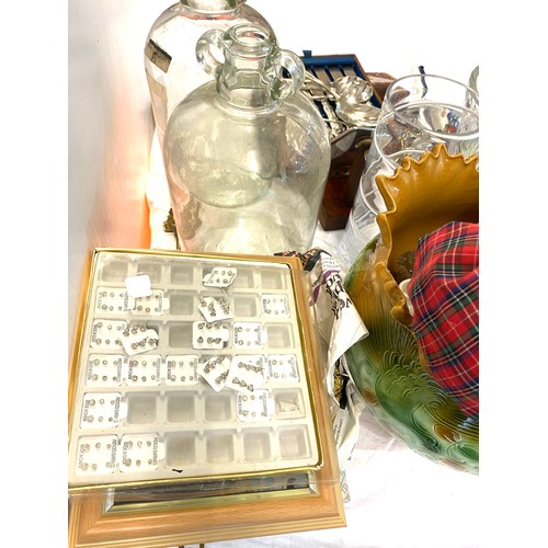 185 - Selection of miscellaneous items to include glass demijohns, jardiniere, pot clowns, glassware etc