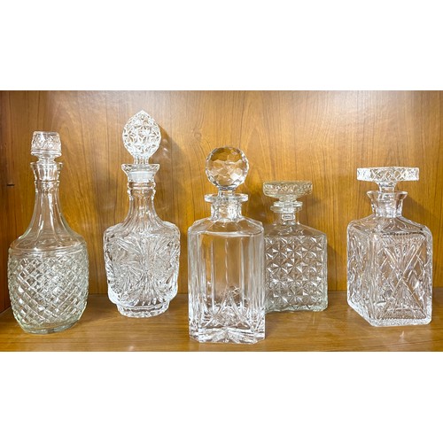 131 - 5 Vintage glass decanters with stoppers, all in good overall condition