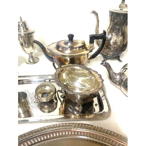 136 - Selection of silver plated pieces to include teapots, tray etc