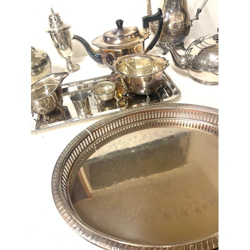 136 - Selection of silver plated pieces to include teapots, tray etc