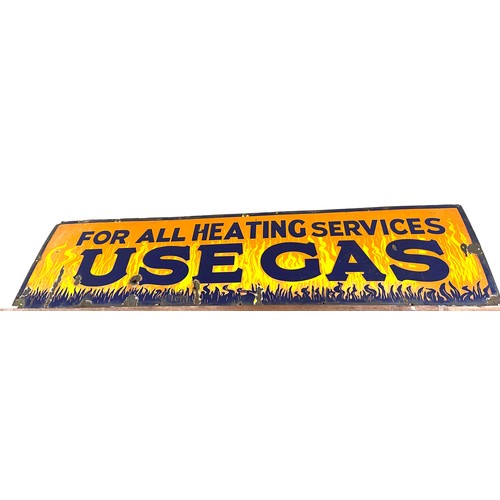 82 - Large vintage enamel sign, For all heating Services use Gas, approximate measurements: Length 70 inc... 