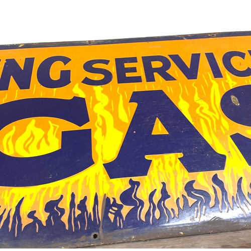 82 - Large vintage enamel sign, For all heating Services use Gas, approximate measurements: Length 70 inc... 