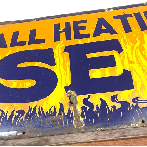 82 - Large vintage enamel sign, For all heating Services use Gas, approximate measurements: Length 70 inc... 