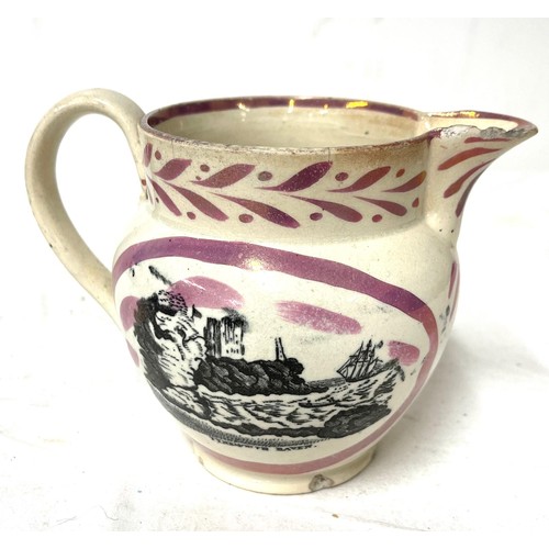 139 - Antique Sunderland lustre jug Tynemouth Hven (minor chips)