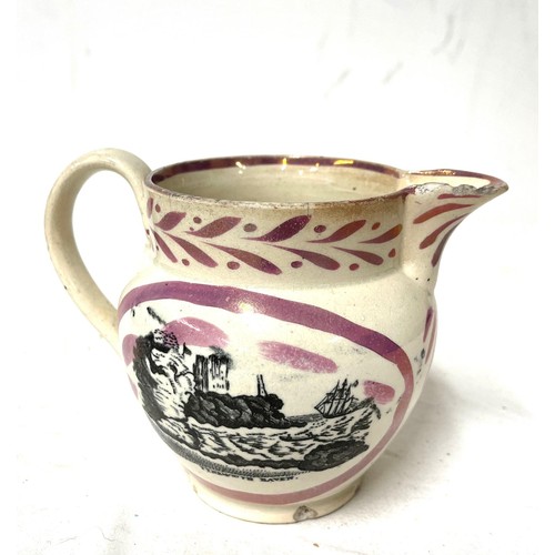 139 - Antique Sunderland lustre jug Tynemouth Hven (minor chips)