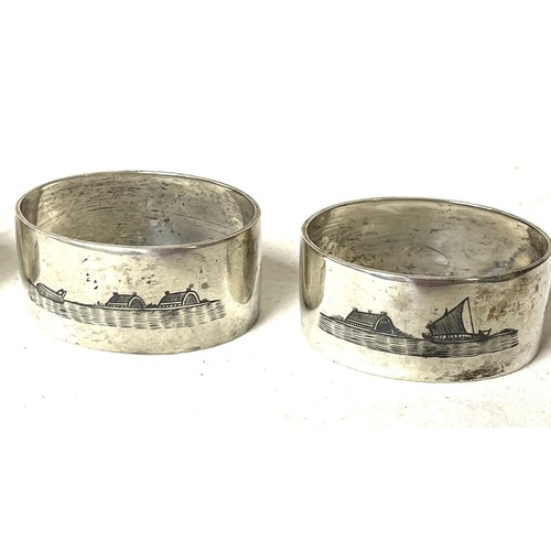 538 - Set of 6 Iraqi silver napkin rings with Niello decoration