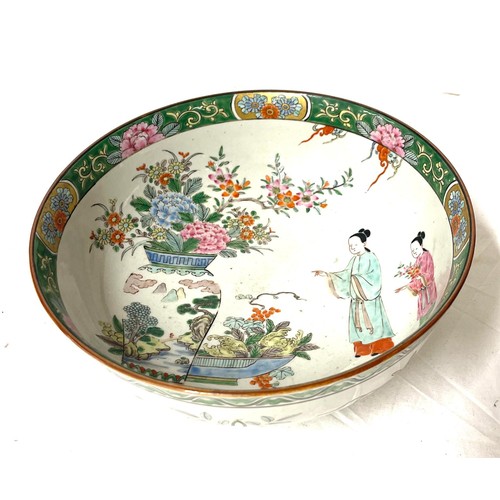 144 - Chinese hand painted bowl with character mark, Diameter 24cm