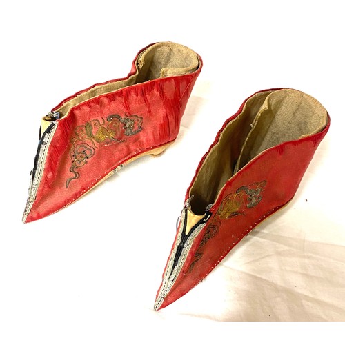 134 - 19th century antique Chinese silk shoes for bound feet