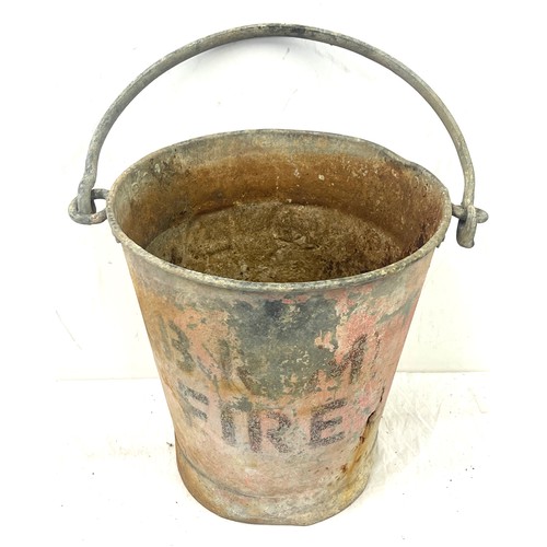 71 - Antique British Rail embossed fire bucket, height 11 inches, damage to front