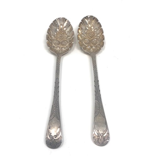 14 - Pair of Georgian silver berry spoons London silver hallmarks weight 93g