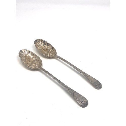 14 - Pair of Georgian silver berry spoons London silver hallmarks weight 93g