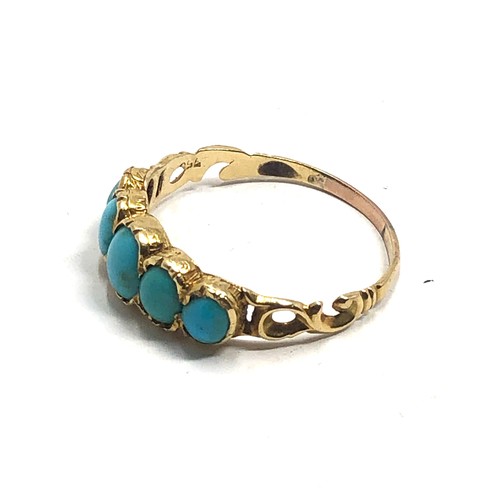 127 - Antique victorian 15ct gold & turquoise ring tested as 15ct gold weight 2.3g