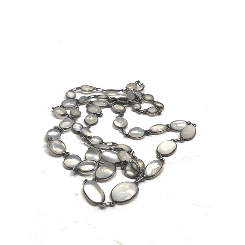 200 - Fine  row of graduated beautiful lustrous grey moonstones and fastened with a bolt ring.Generally go... 