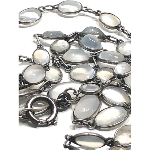 200 - Fine  row of graduated beautiful lustrous grey moonstones and fastened with a bolt ring.Generally go... 