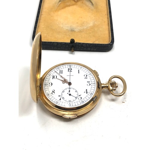 408 - An antique solid 18 carat gold Invicta quarter repeating pocket watch, inscribed to the inner case '... 