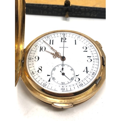 408 - An antique solid 18 carat gold Invicta quarter repeating pocket watch, inscribed to the inner case '... 