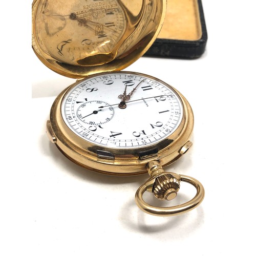 408 - An antique solid 18 carat gold Invicta quarter repeating pocket watch, inscribed to the inner case '... 