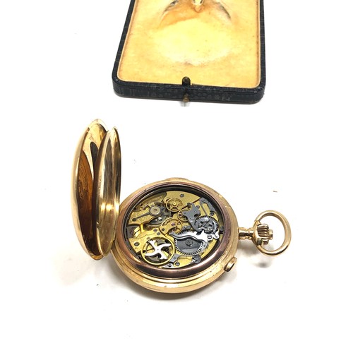 408 - An antique solid 18 carat gold Invicta quarter repeating pocket watch, inscribed to the inner case '... 