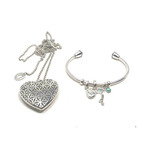 384 - Links of london silver heart necklace & bracelet