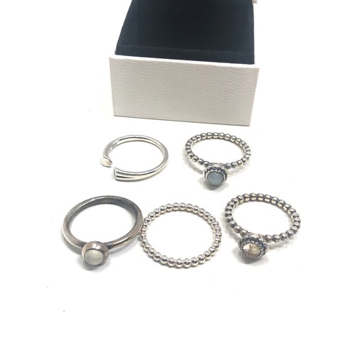 373 - 5 silver pandora rings