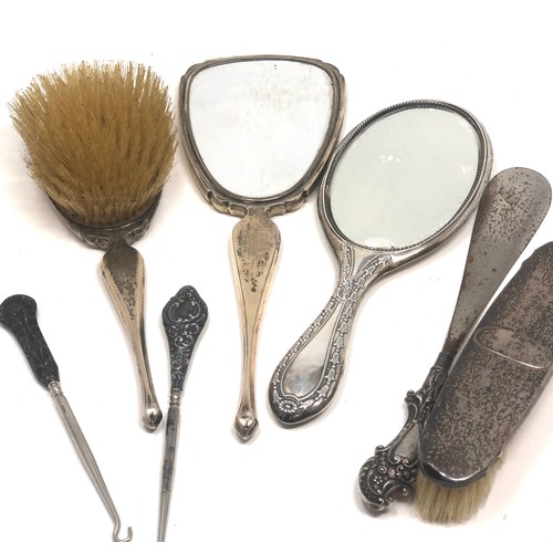 75 - Selection of silver items inc silver enamel brush & mirror etc