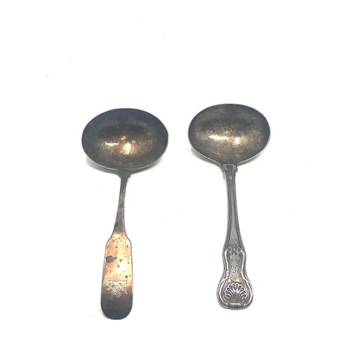 76 - 2 antique georgian irish silver ladle spoons weight 128g