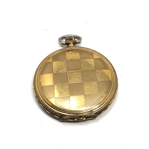 400 - Rajah vintage gold tone full hunter pocket watch working but no warranty given