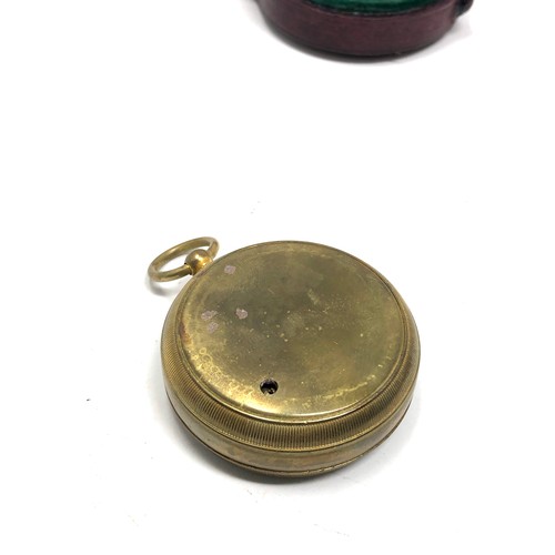 412 - Aitchison London antique brass cased pocket barometer