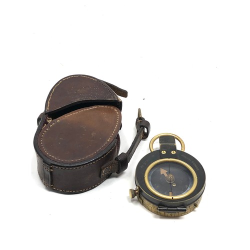 429 - ww1 british officers compass in leather case dated 1916 on case by cruchon & emons London