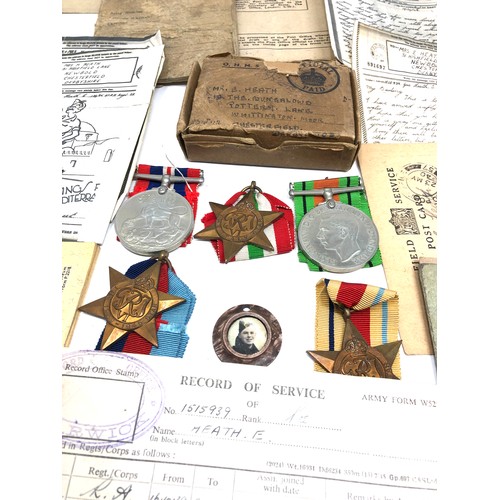 432 - ww2 boxed medal group & paper work to pte ernest heath