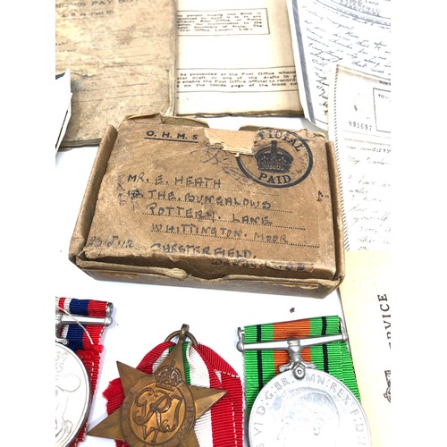 432 - ww2 boxed medal group & paper work to pte ernest heath